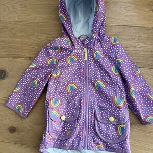 Cat & Jack Purple Rainbow Hooded Kids Raincoat